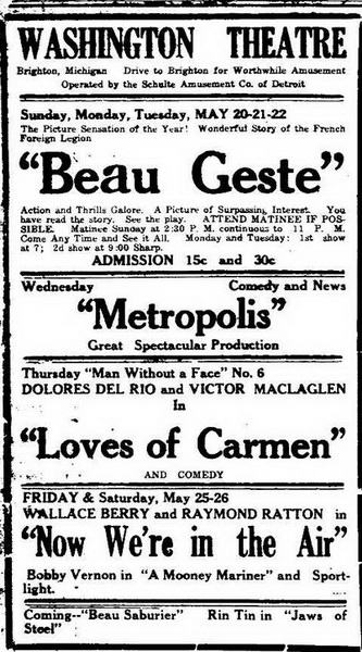 Washington Theatre - MAY 16 1928